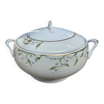 soup tureen Philippe Deshoulières in Limoges porcelain, "Orang" decoration