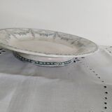 Round serving dish on Creil and Montereau earthenware pedestal, Labrador