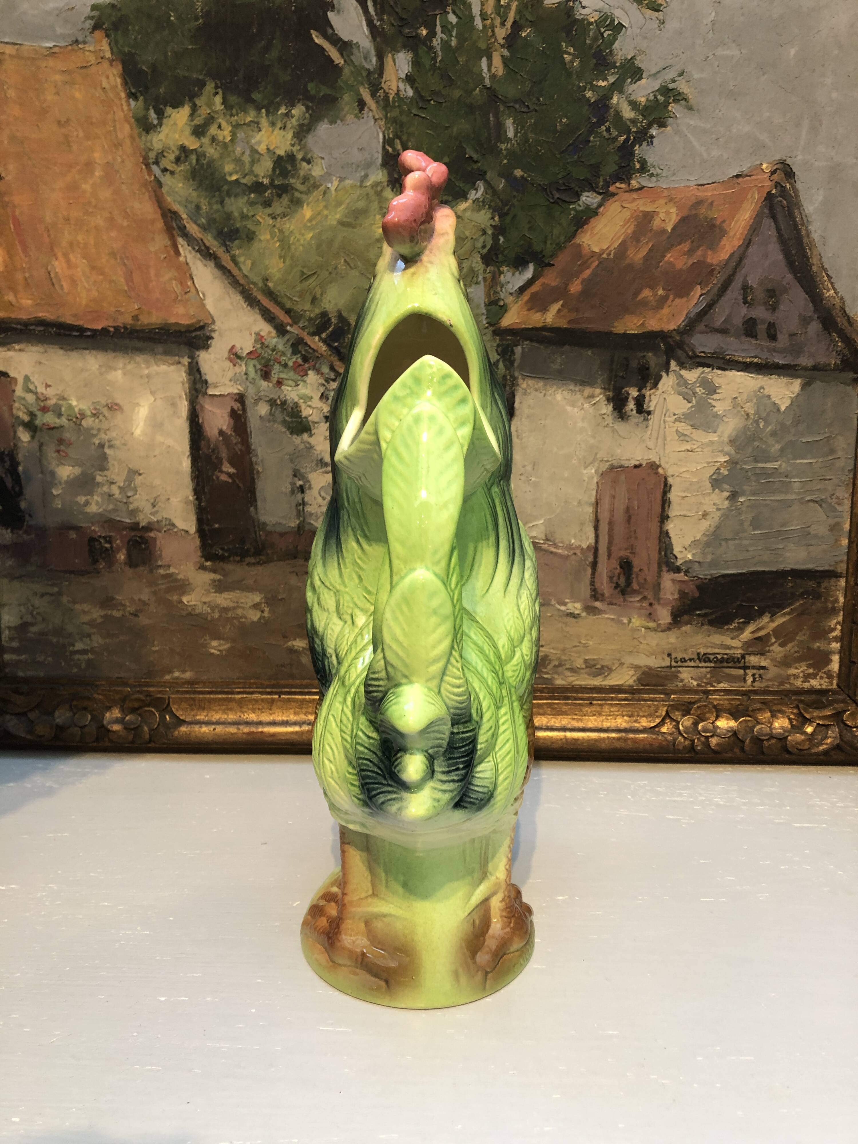 Pichet carafe coq in barbotine france vintage