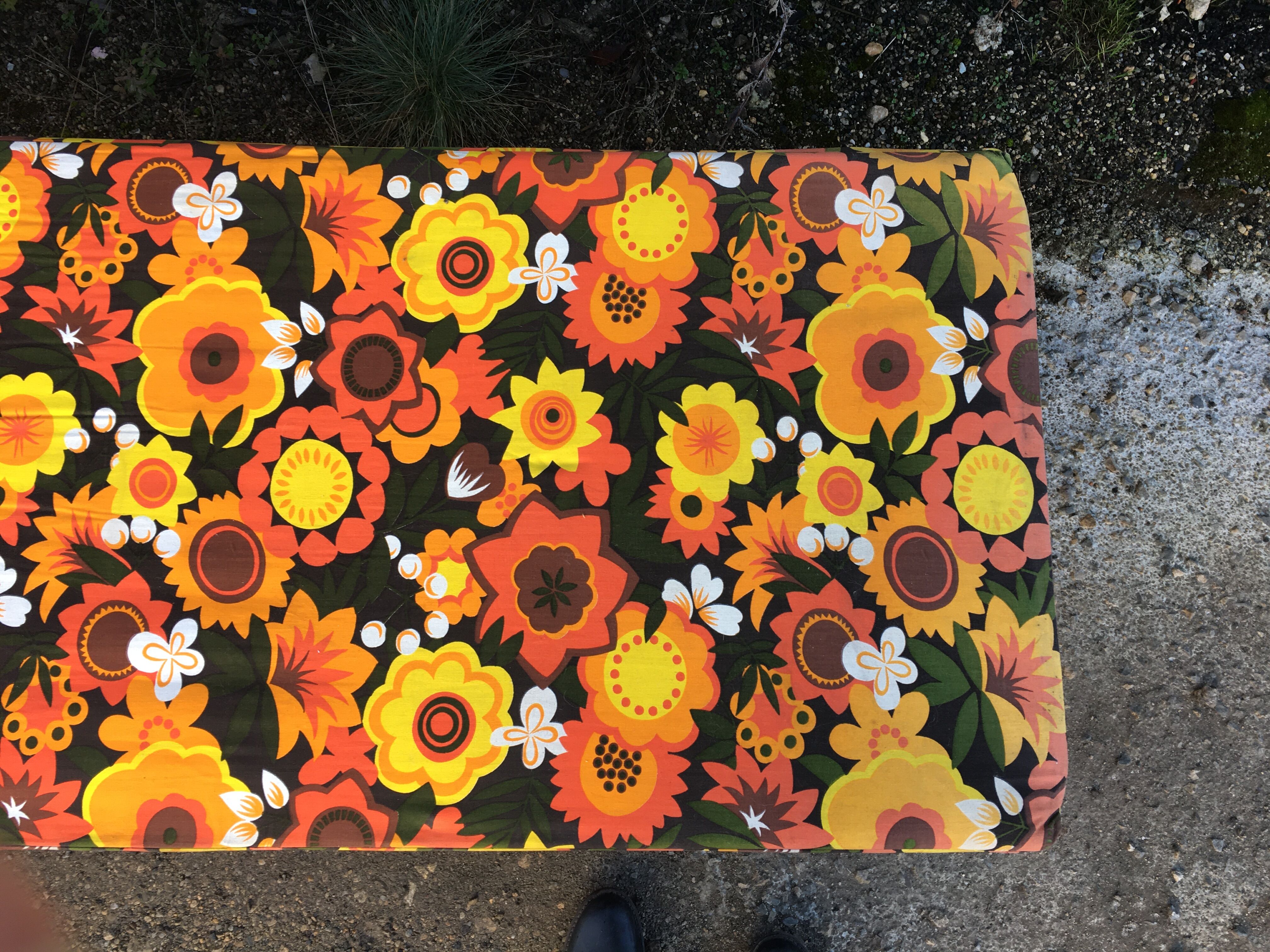 Flower sunbed long chair, vintage 70s, folding