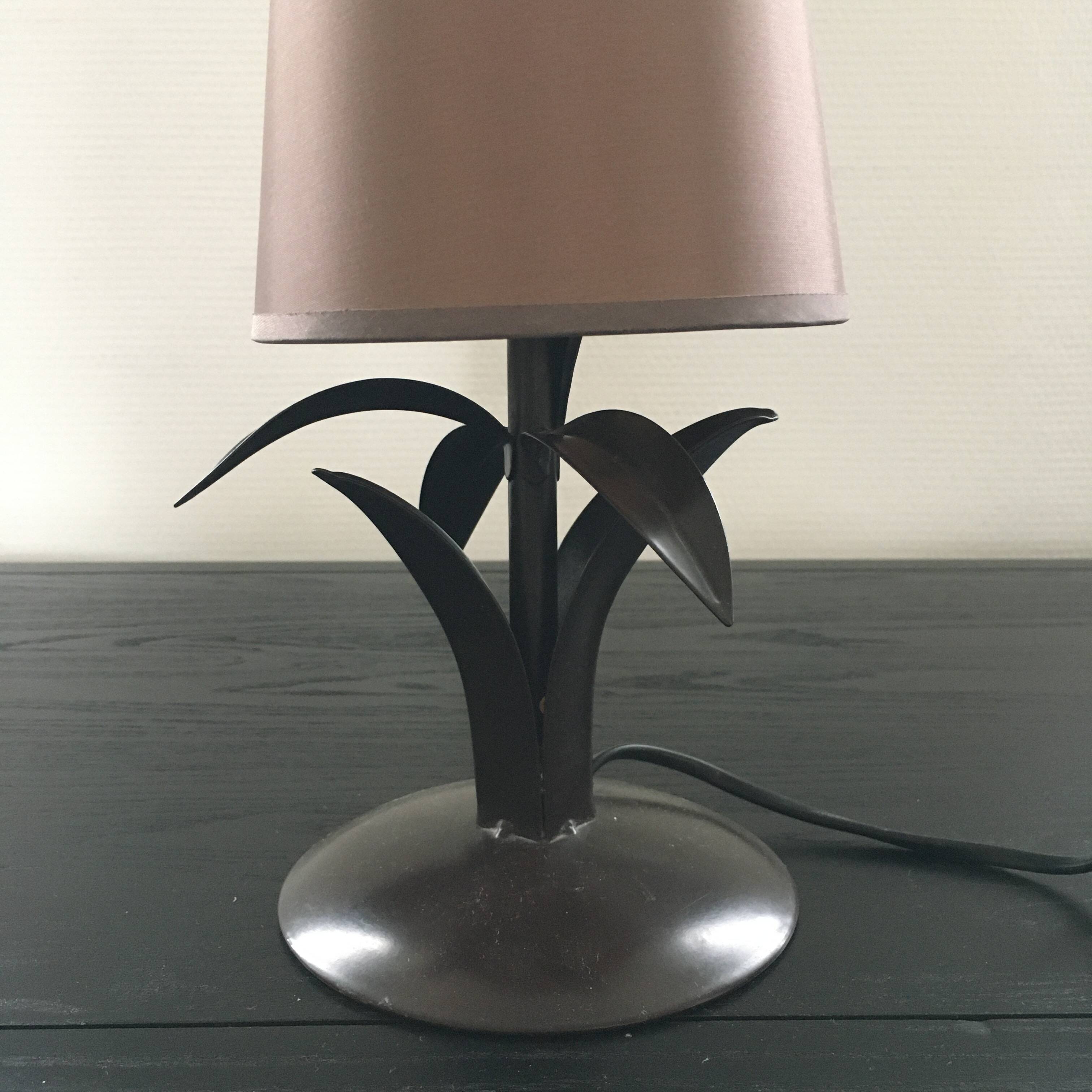 Palm tree lamp in metal and silk