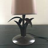 Metal and silk palm lamp