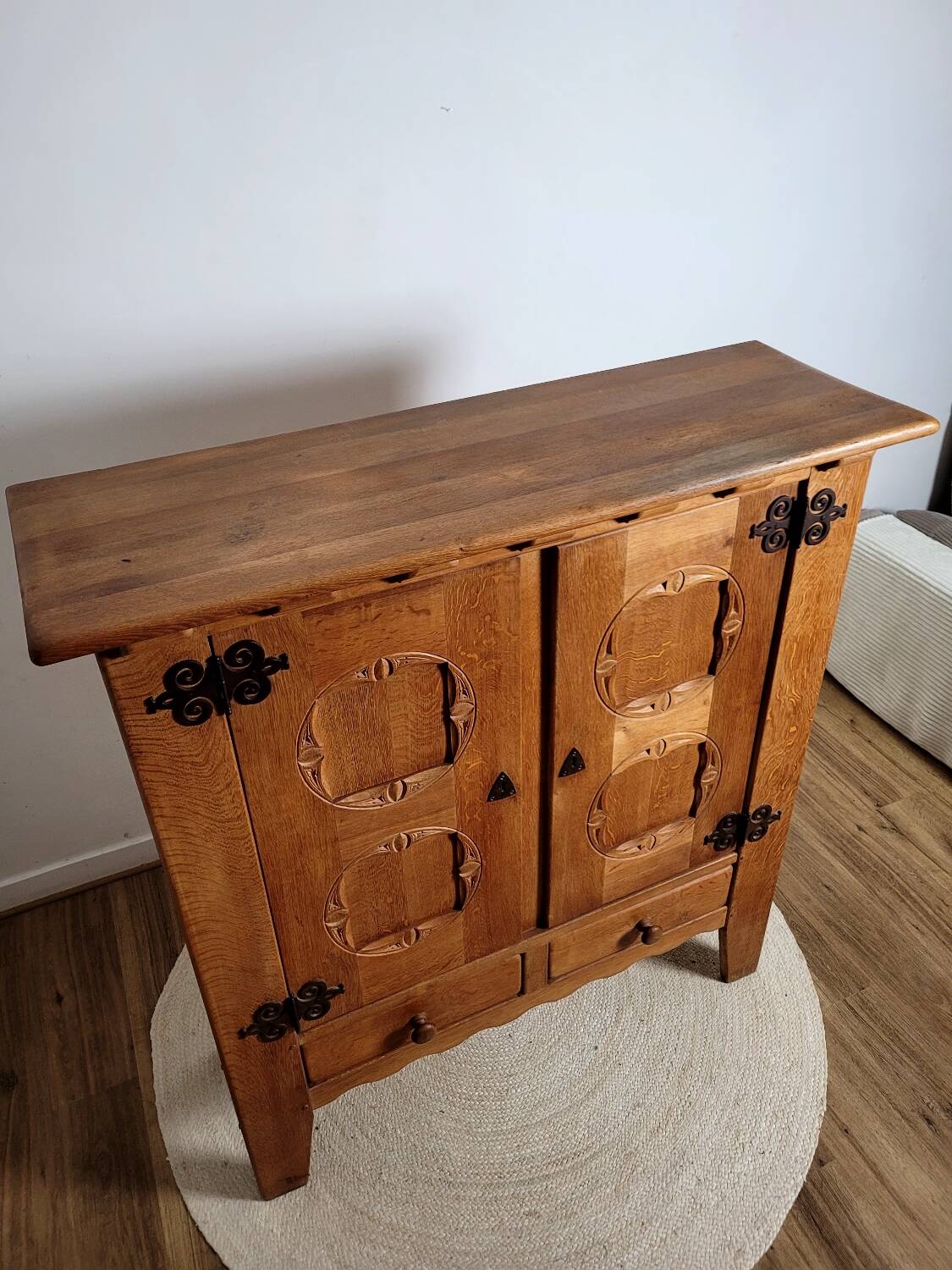 Vintage design solid oak sideboard