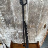 Ancienne crémaillère cuisson cheminée fer forgé noir xviiie vintage
