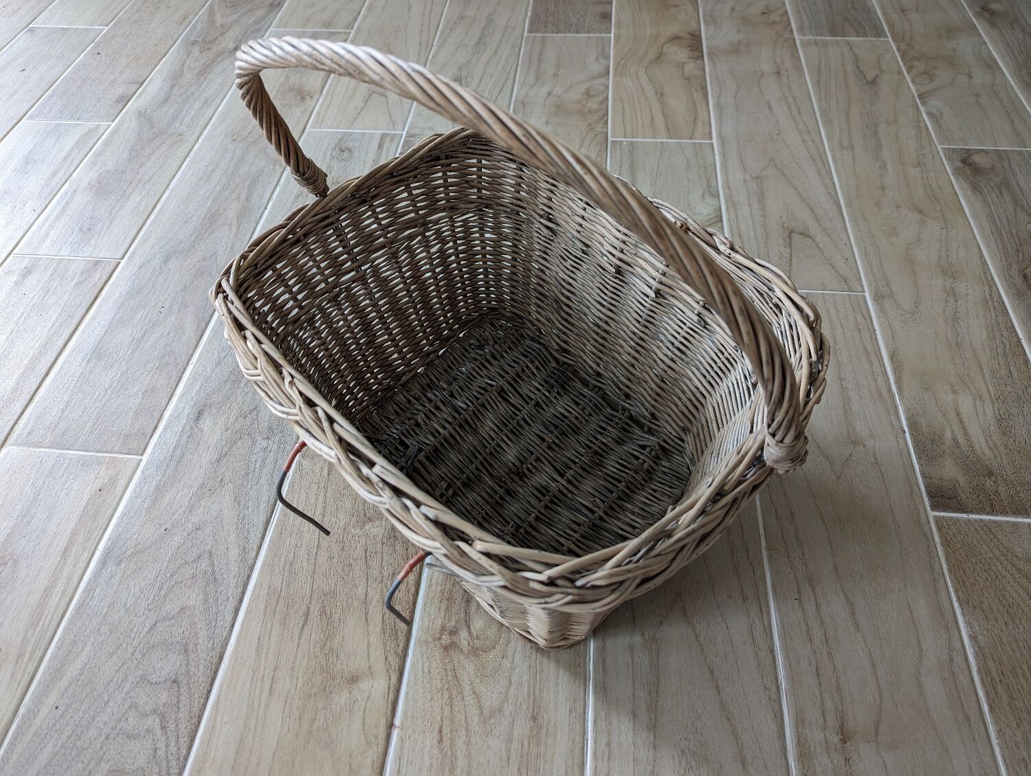 Antique wicker bike basket