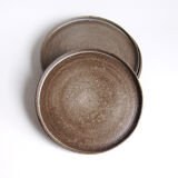 Set of 4 bowls and 4 plates by Thèrèse Bataille for the workshop of Dour 1970s