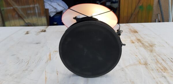 Lampe vintage en opaline orange et blanche