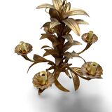 1960s Hollywood Style Gold Metal Chandelier, Fleuri