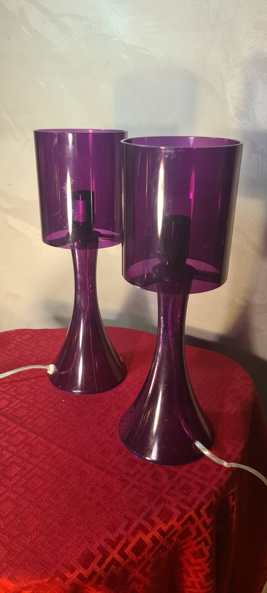 Pair of Vintage Incidence 70s Plexiglas Mood Lamps Height