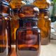 Set of 5 brown glass jars