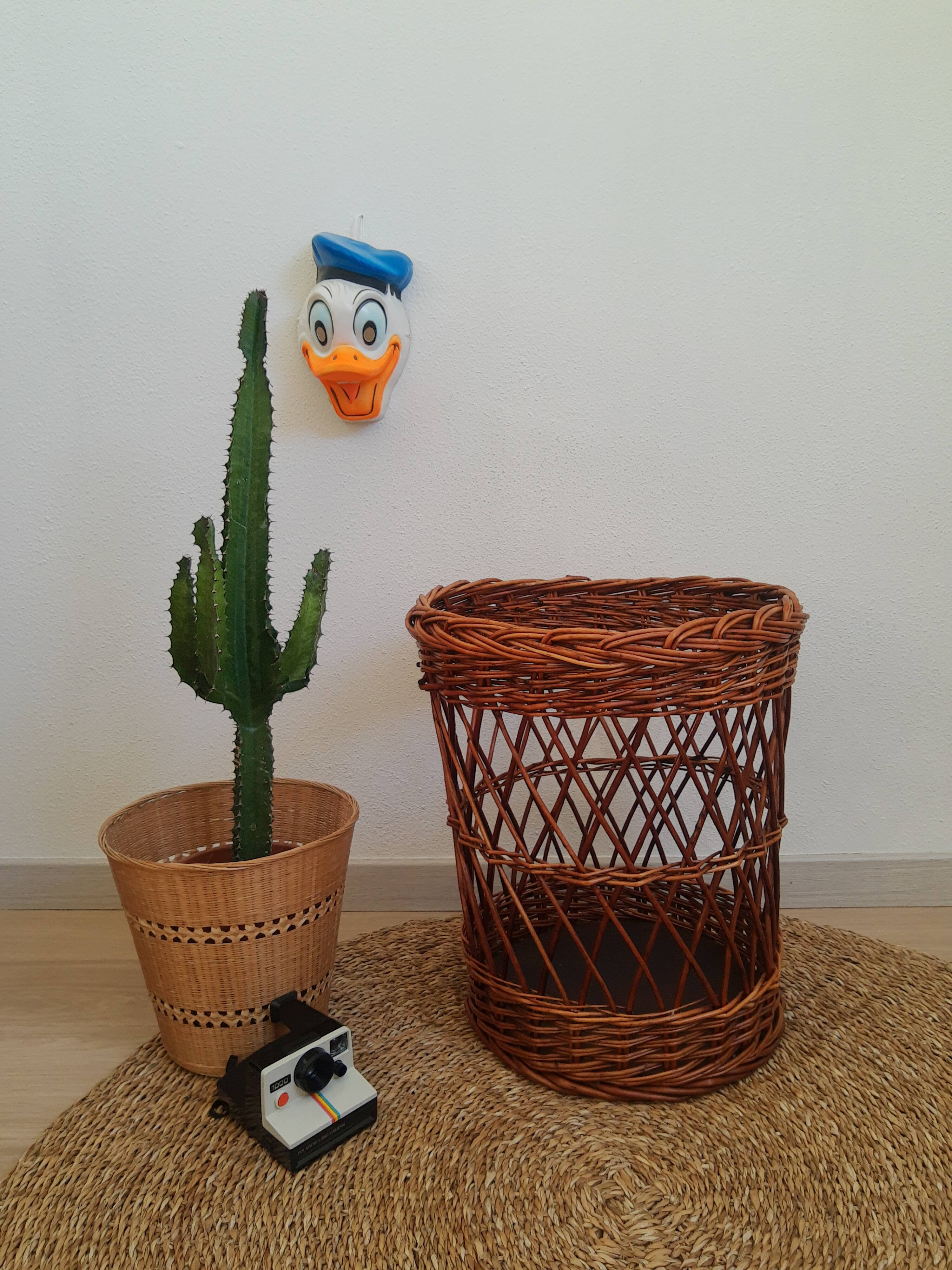 Large basket / laundry basket - vintage wicker toy basket