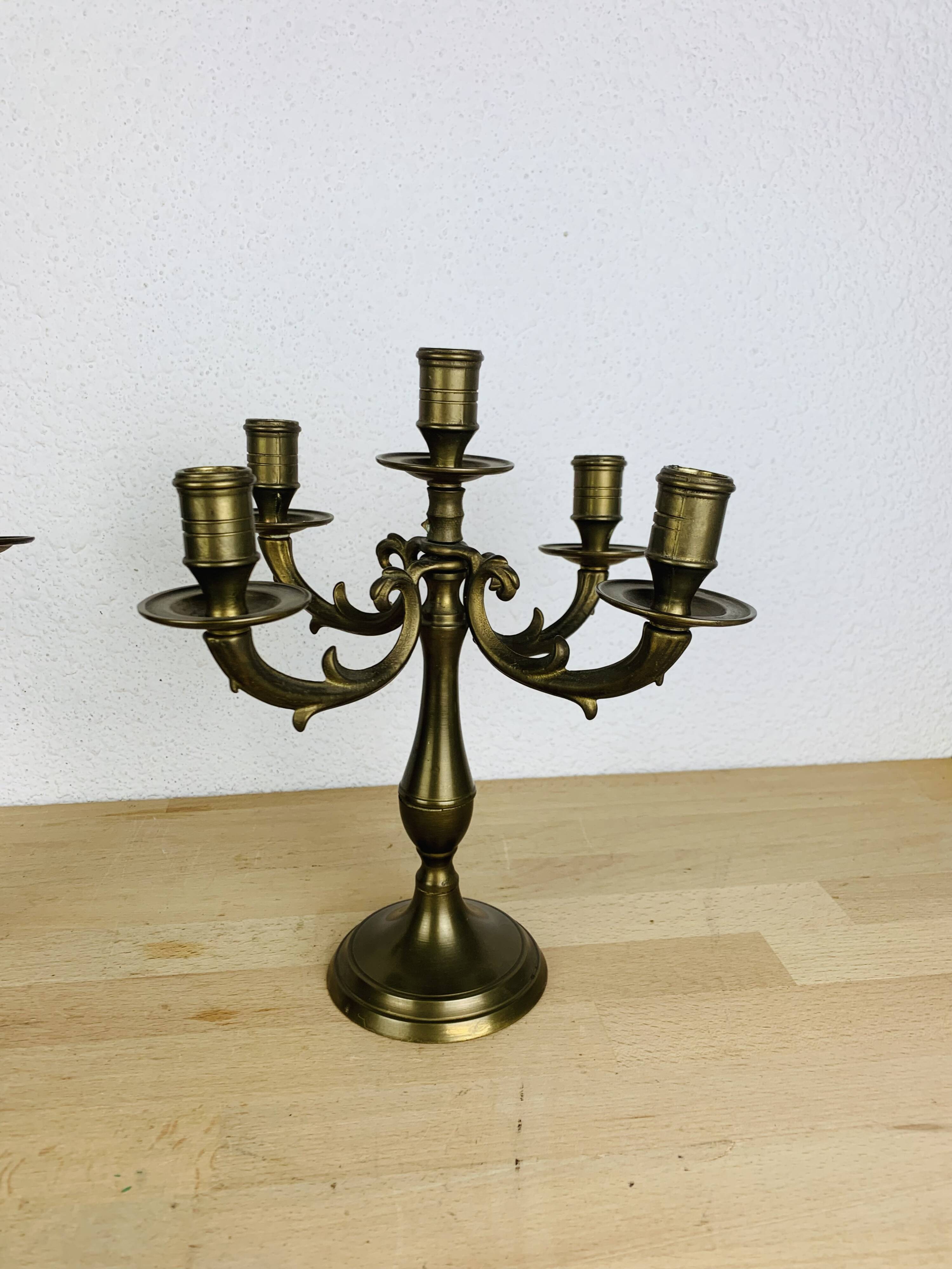 Pair of classic, vintage style gilded brass candlesticks