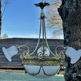 Superbe lustre Bronze Art Déco mélange de style, vers 1930/50, 3 branches 4