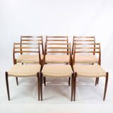 Set Of 6 Dining Chairs Model 78 Made In Rosewood By N. O Møller From 1950s