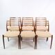 Lot de 6 chaises de salle à manger modèle 78 fabriquées en palissandre par N. O Møller des années 1950