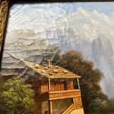 Counterpart of HST paintings "Animated mountain landscape" XIX° + frame