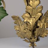 Art Nouveau Chestnut Leaf and Green Glass Sconce, 1900s