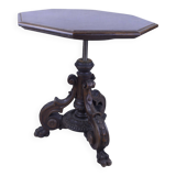 Table basse / d'appoint réglable en bois sculpté - Style Henri II - 1900.