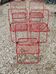 Set of 5 vintage red metal mesh folding chairs, Ted Net style.