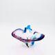 Murano Crystal Sommerso Organic Sculpture Bowl - Blue & Fuchsia