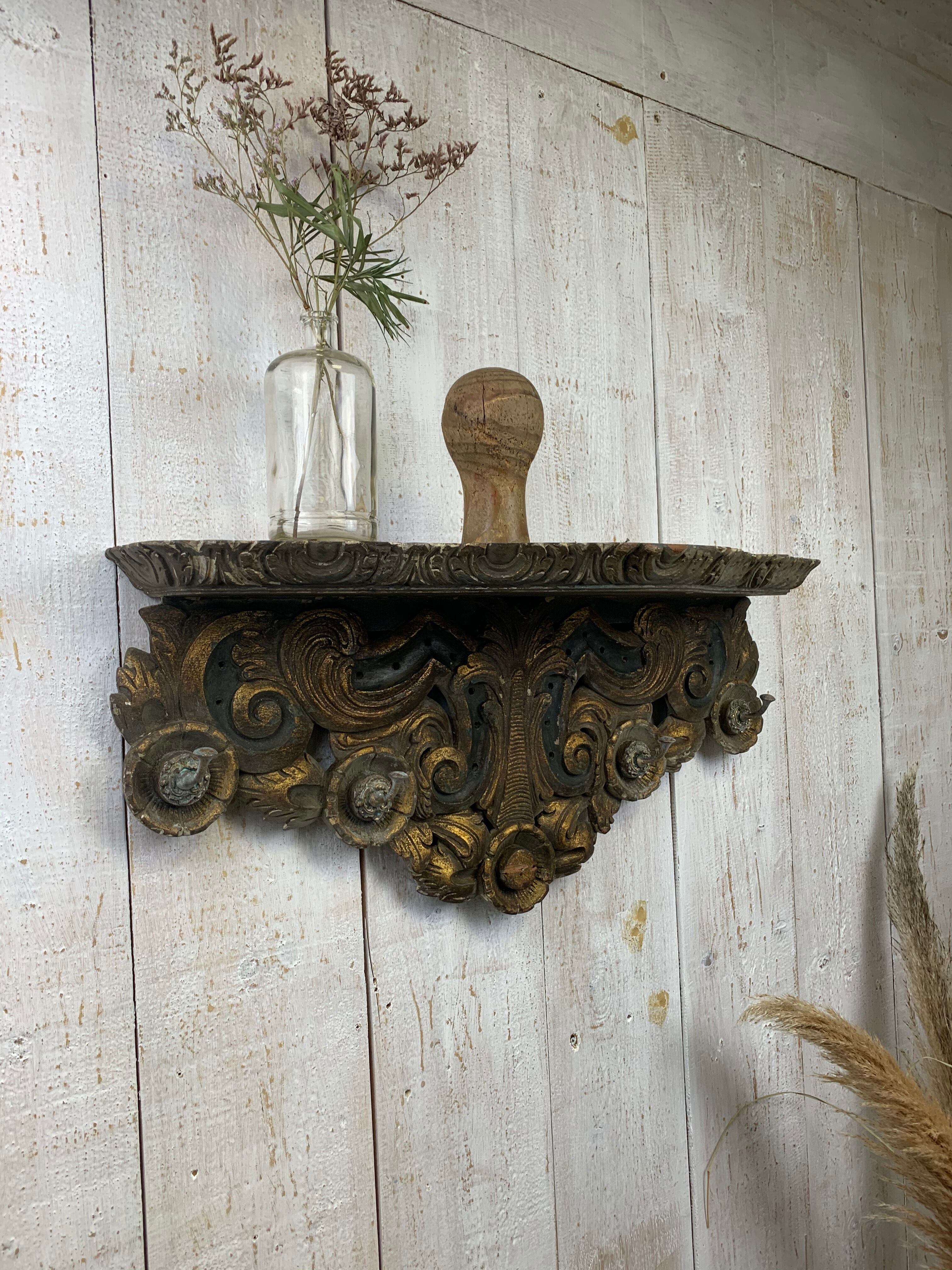 Old gilded wood coats holder
