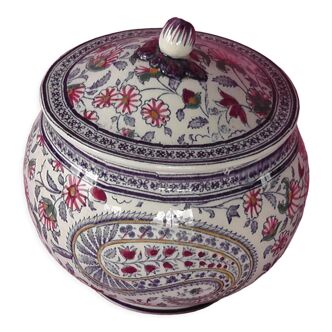 Bonbonnière in Gien earthenware cashmere decoration