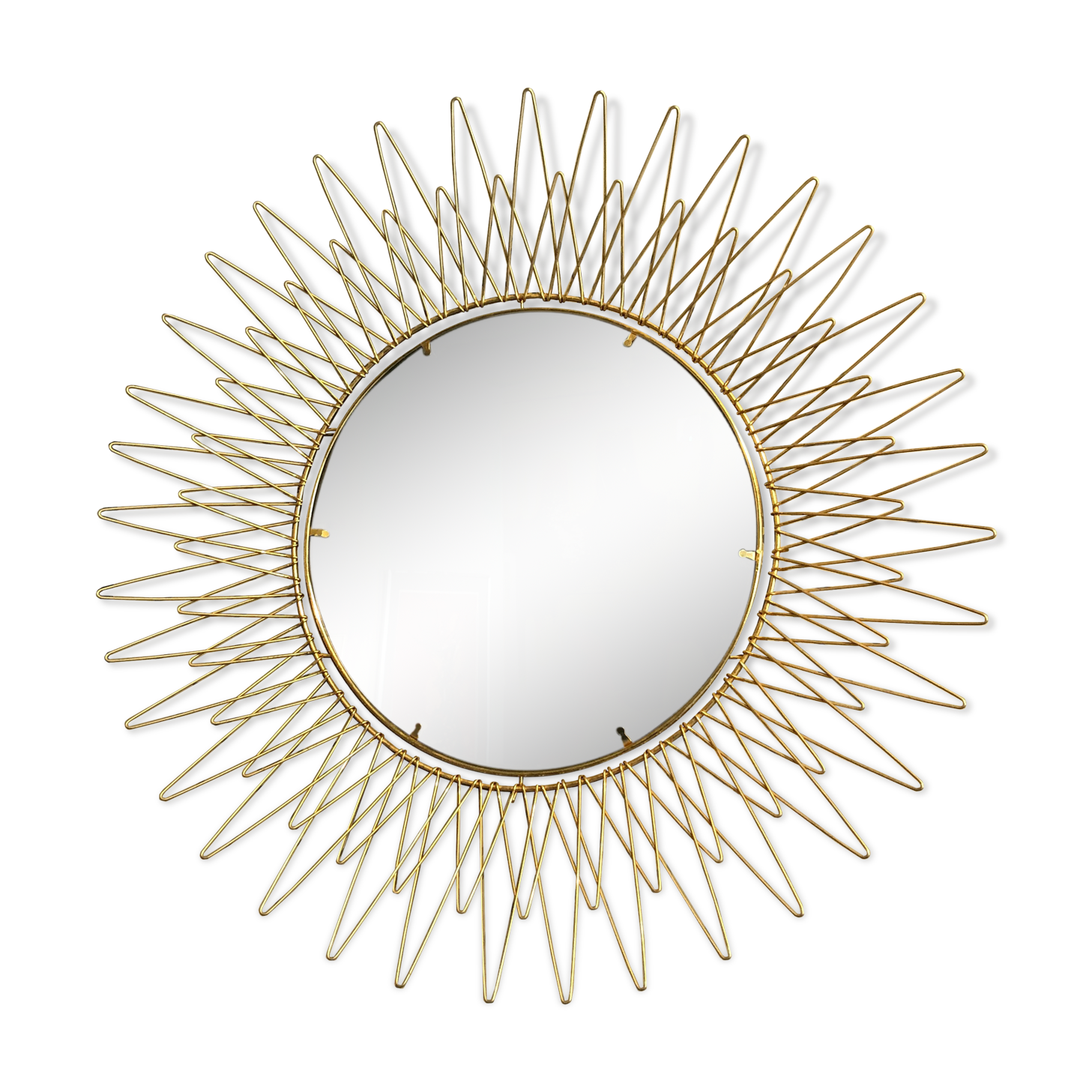 Golden brass sun mirror