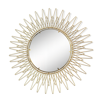 Golden brass sun mirror