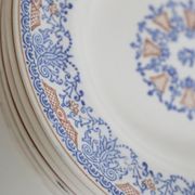 Set of 9 flat plates of Longwy Rouennais motif