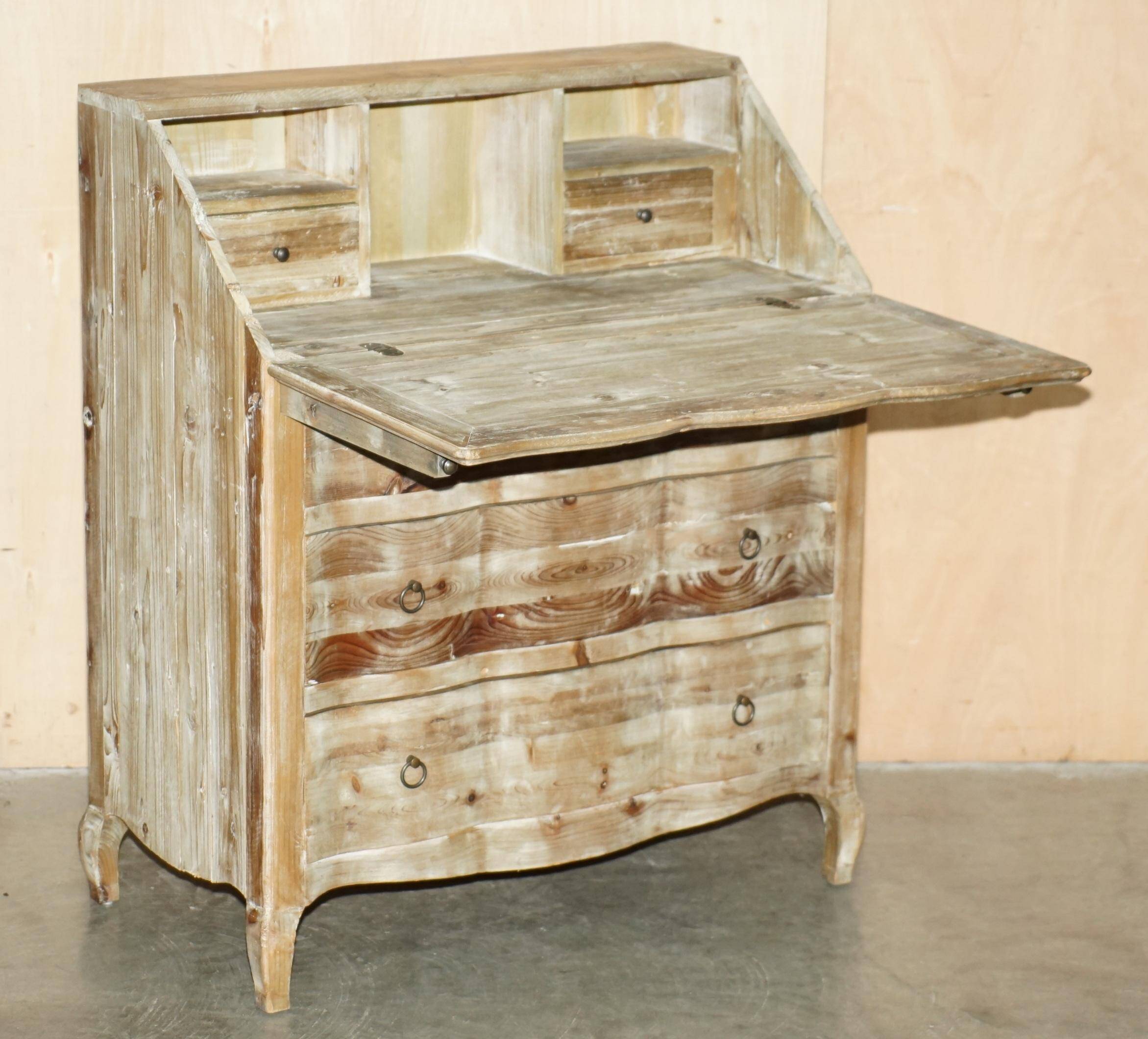 Rustic Swedish pine drop-leaf desk