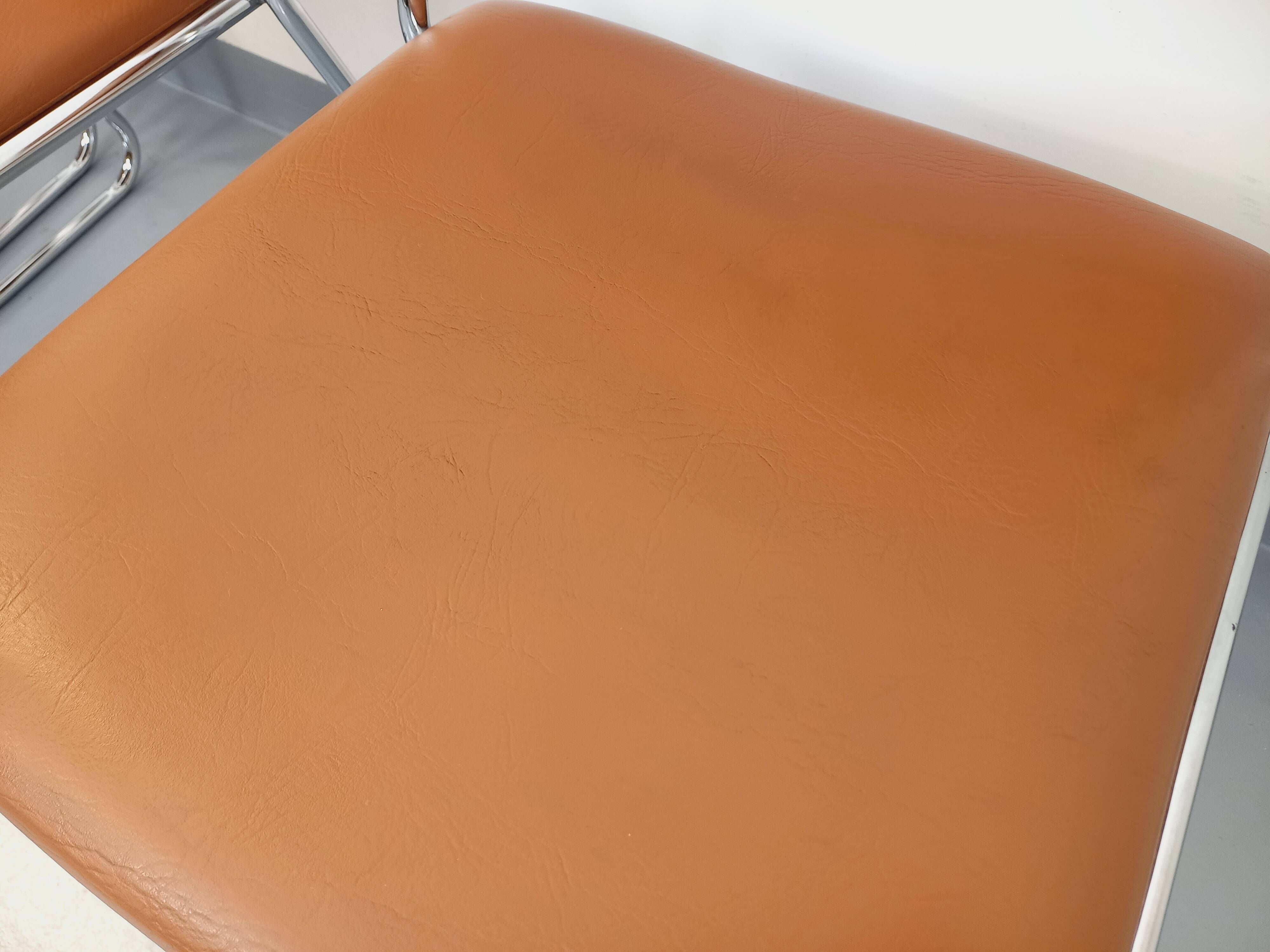 4 vintage sleigh chairs from the 70s, in designer chrome metal