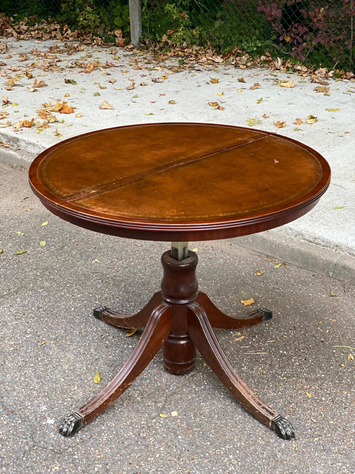 Table à manger ronde relevable et extensible avec pied central 90cm