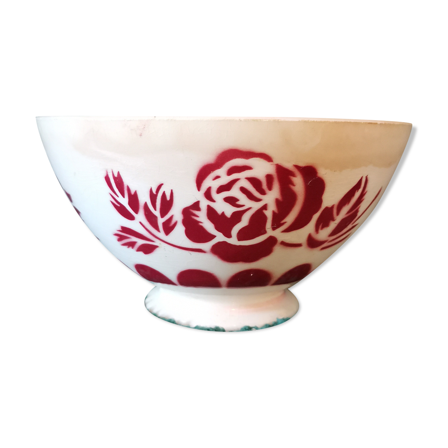 Old bowl Digoin pink red large 01