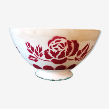 Old bowl Digoin pink red large 01