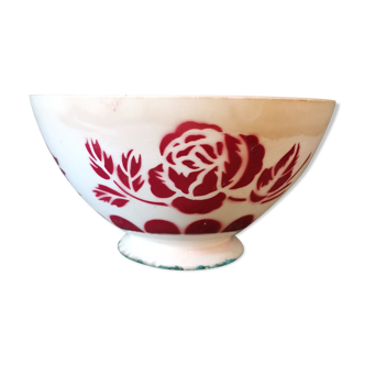 Bol ancien Digoin rose rouge grand 01