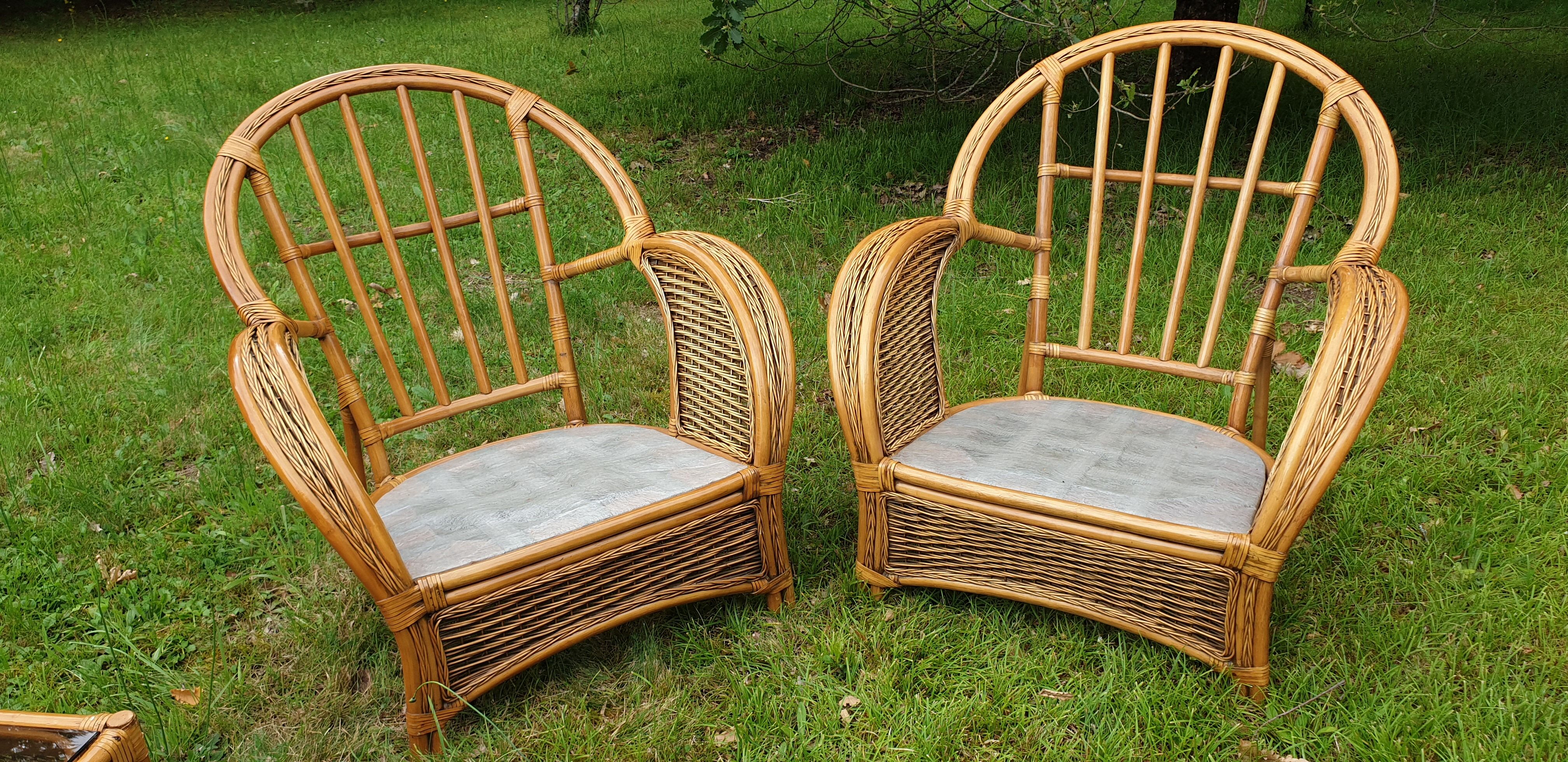 Rattan and vintage bamboo lounge