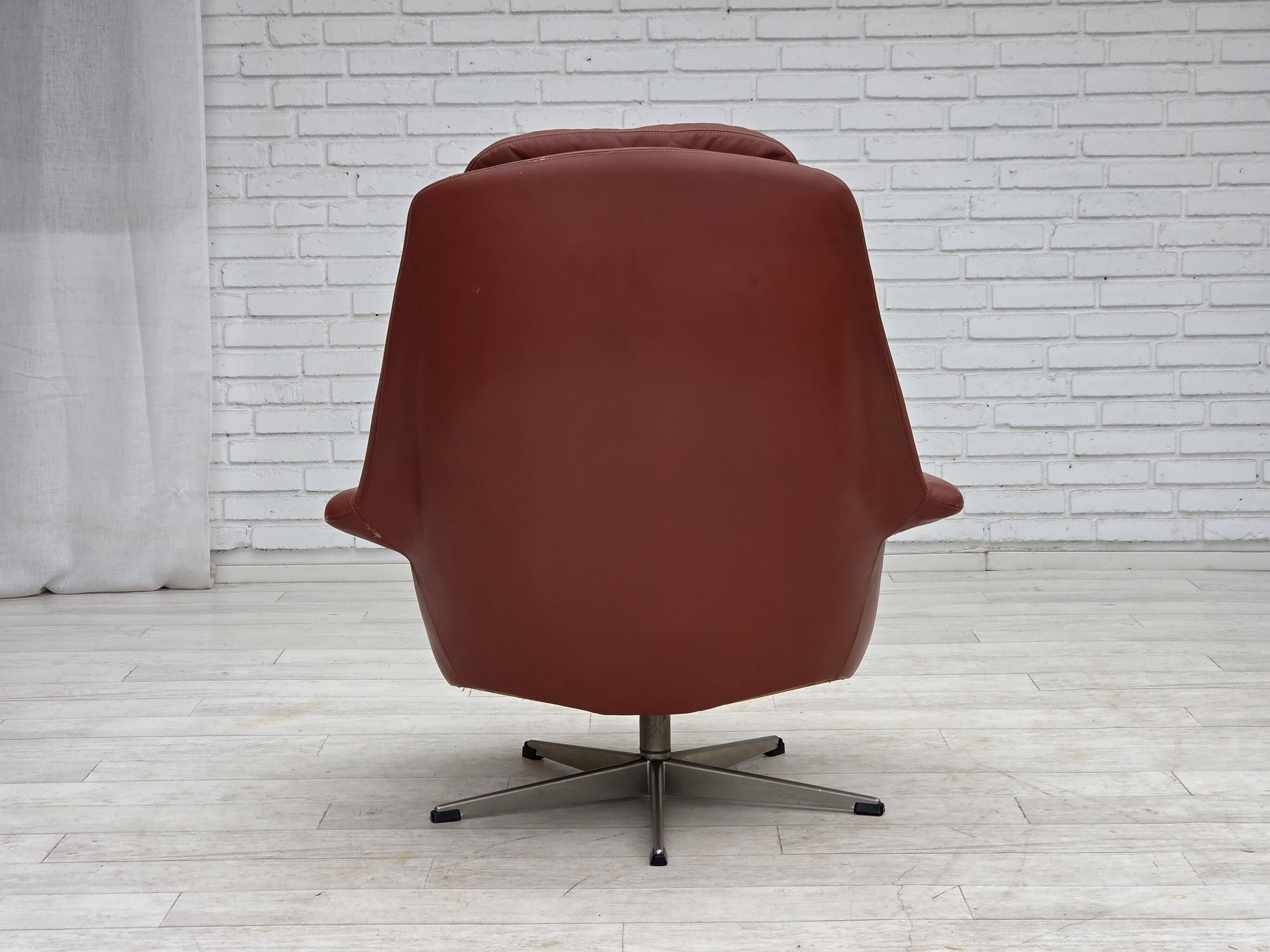 1970s, Danish design by H.W.Klein, swivel armchair, furniture leather.