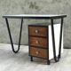 Modernist desk in metal and wood, 1950 s