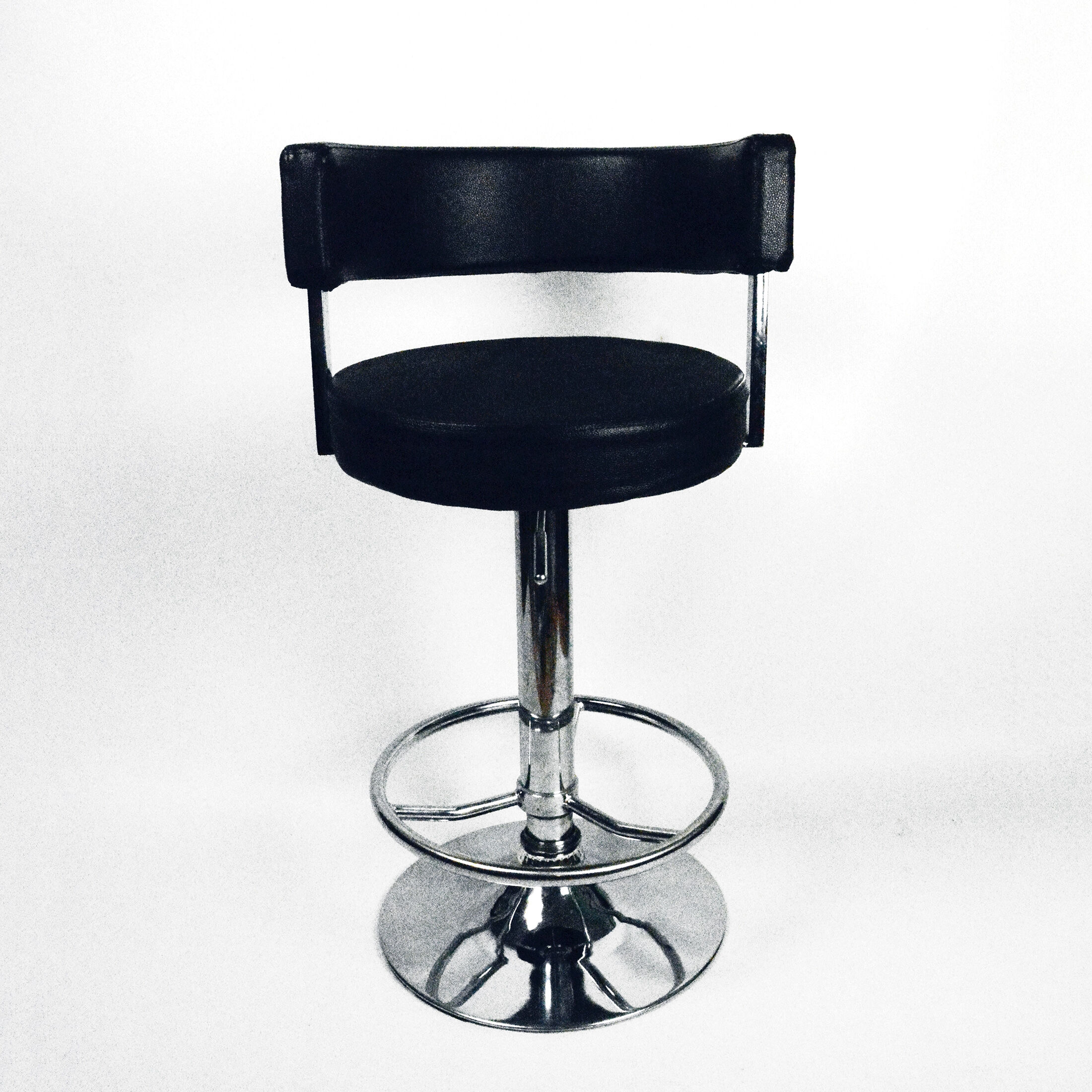 Bar stool black, eco-leather, Germany 90s