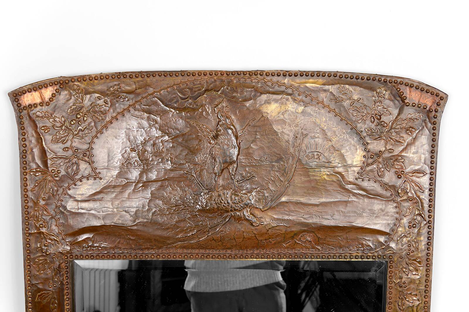 Art Nouveau mirror, "The French Rooster Triumphant over the German Eagle", 1916