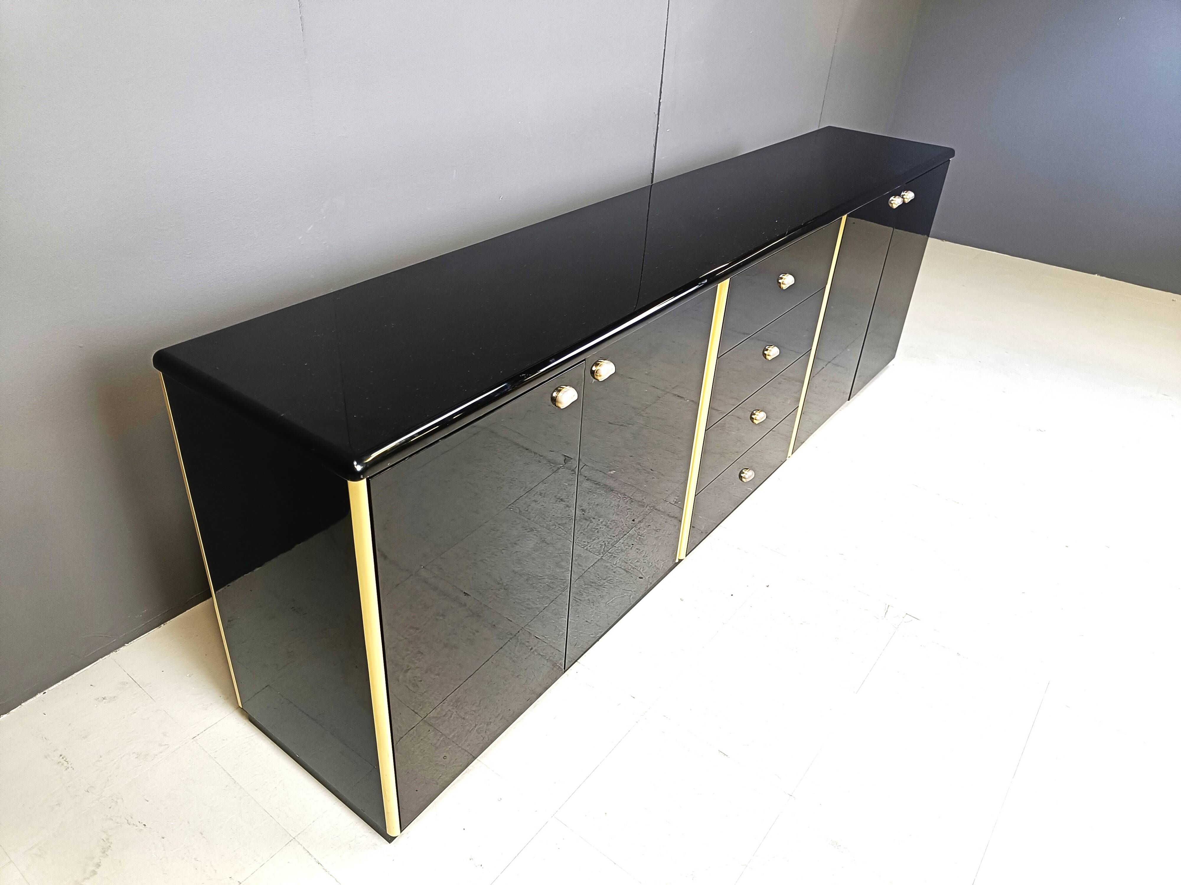 Vintage black lacquer sideboard, 1980s