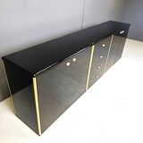 Vintage black lacquer sideboard, 1980s