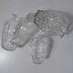 3 vintage molded glass bulbous vases 50s