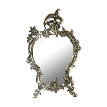 Miroir xix ème en bronze argenté