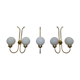 Trio of applique art deco brass and opaline. 1940