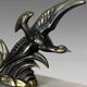 Paire de serre-livres oiseaux vintage en métal doré et marbre – Art déco