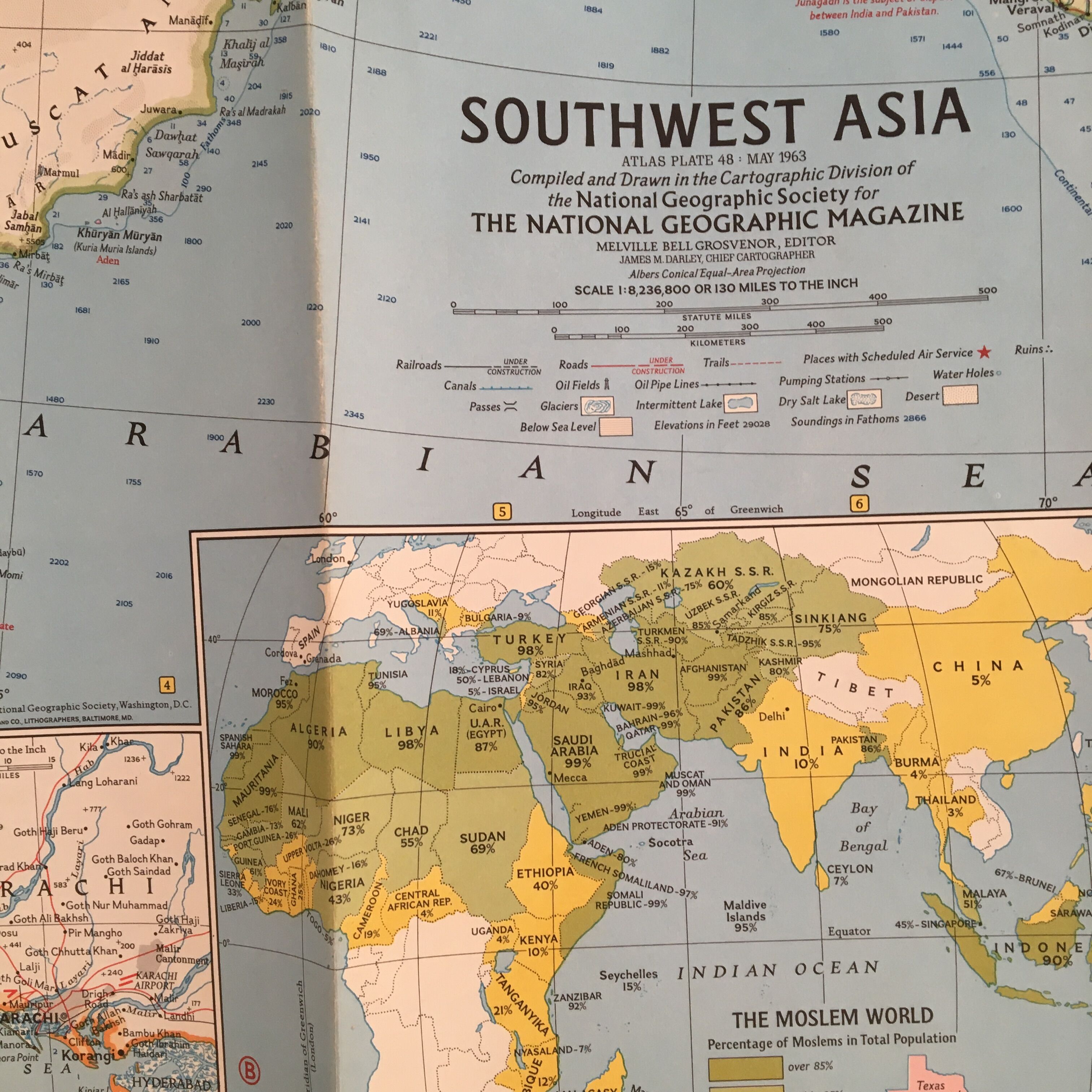 Carte Southwest Asia National Geographic 1963