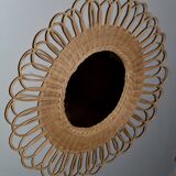 Rattan/wicker flower mirror