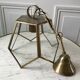 Brass pendant lamp and graphic gilded glass 60s-70s