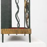 Art deco wrought iron umbrella stand with floral decoration, France ca. 1930
